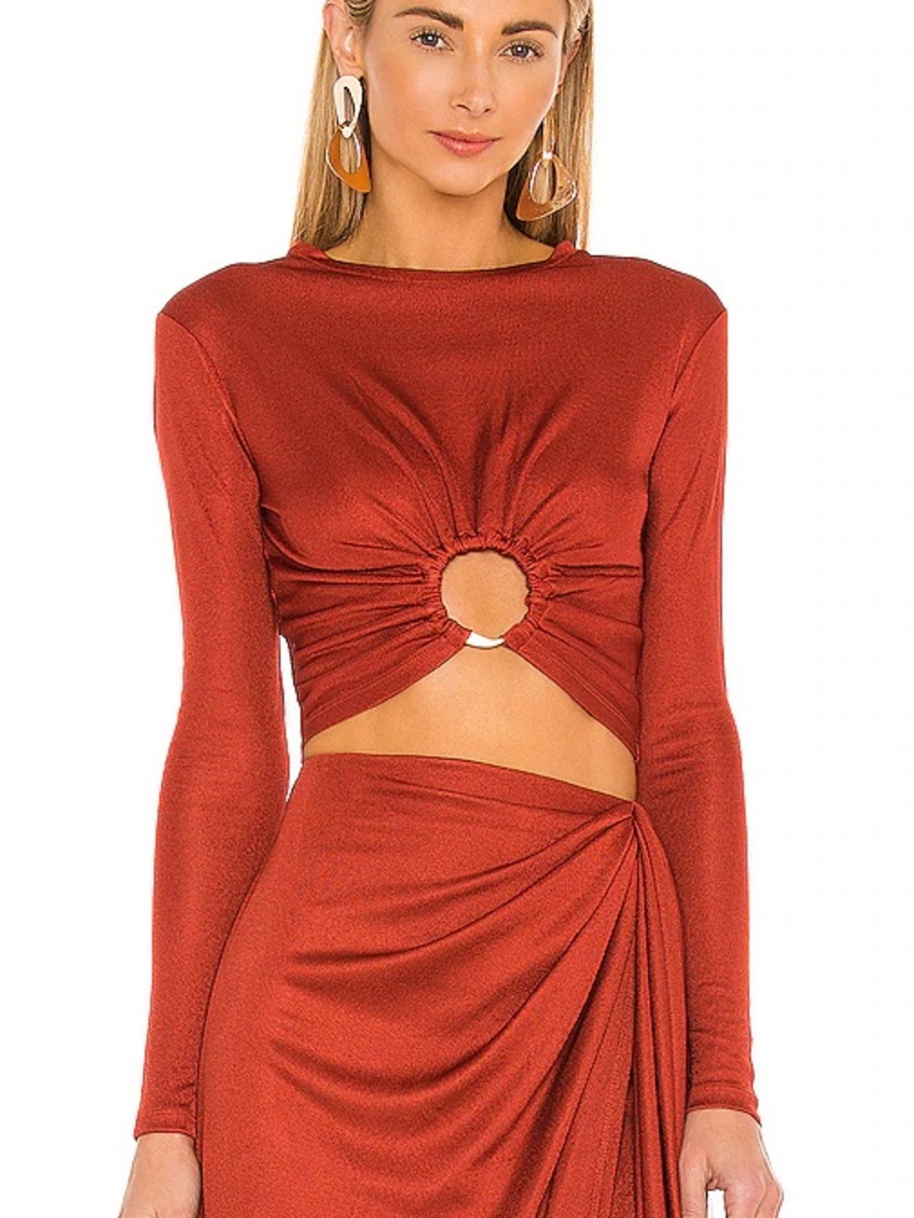 cult gaia Rust Knit Crop Top